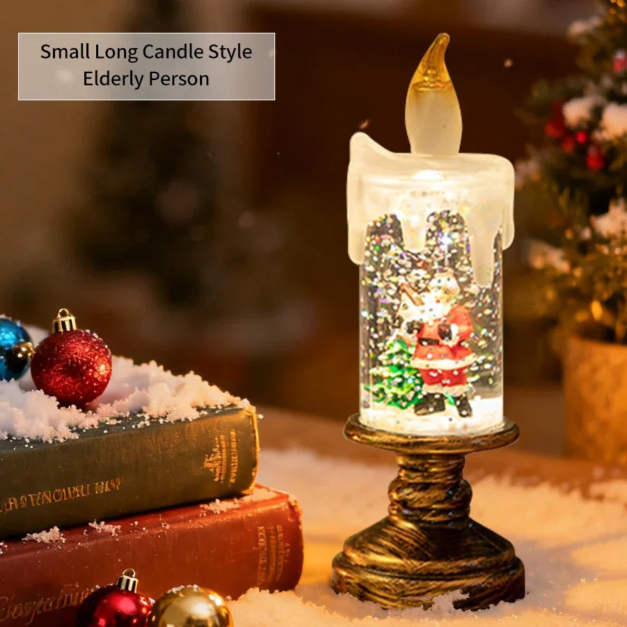 Christmas LED Snowman Crystal Candle Lamp | Flameless Decor LED Candle Lamp Oasis Select Santa Claus