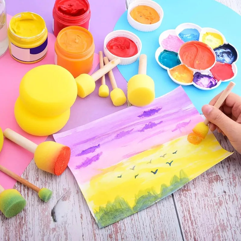 4 Size Round Foam Sponge Set Reusable Paint Sponges Multi-use Art Tools for Acrylic Watercolor Kid Craft Creation Oasis Select