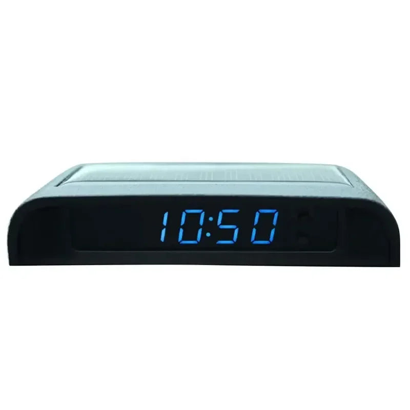 Solar Charging Powered Car Clock Automatic Adjustment Car Clock2 4-Hour 3-level Brightness Auto Internal Stick-On Digital Watch Oasis Select Blue