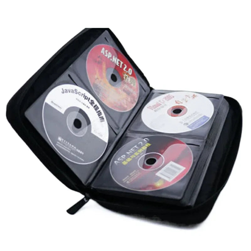 Portable Zipper DVD CD Holder 80pcs Capacity Storage Pouch Bag Double-side CD DVD Storage Sleeve Case Wallet Album Carrying Case Oasis Select