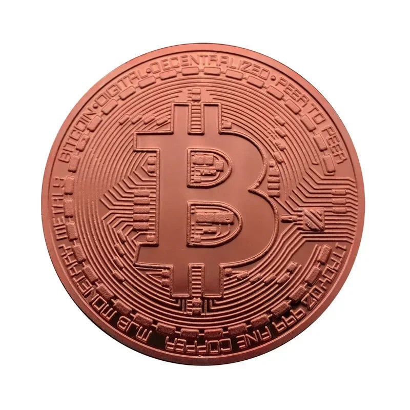 1/2/3/4Pcs Gold Plated Bitcoin Coin Collectible Art Collection Gift Physical commemorative Casascius Bit Metal Antique Imitation Oasis Select Rose gold with shell