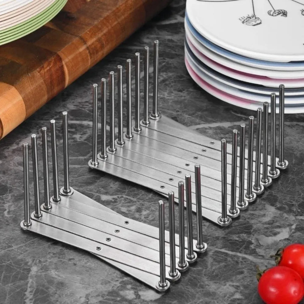 Stainless Steel Foldable Dish Rack with Drainage | Kitchen Organizer