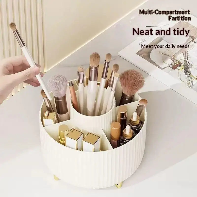 1Pcs 5 Slot Cosmetic Organizer 360° Rotating Makeup Brush Holder For Nail Polishes Skincare Perfumes Desktop Vanity Storage Oasis Select
