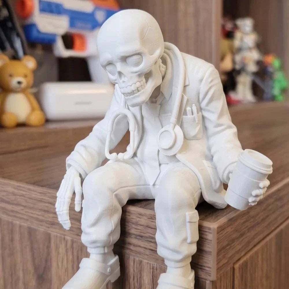 Funny Tired Medical Worker Statue Skeleton Doctor Figurine Medical Offices Desktop Ornament Decor Unique Gift for Nurses Doctors Oasis Select