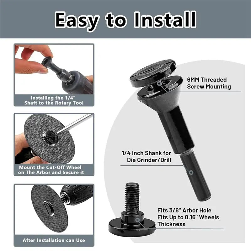 LIKE WISH Cut-Off Wheel Mounting Mandrel 3/8 Inch & 1/4Inch Arbor Hole With 1/4Inch, Shaft Stem For Die Grinder Accessories, 3Pa Oasis Select