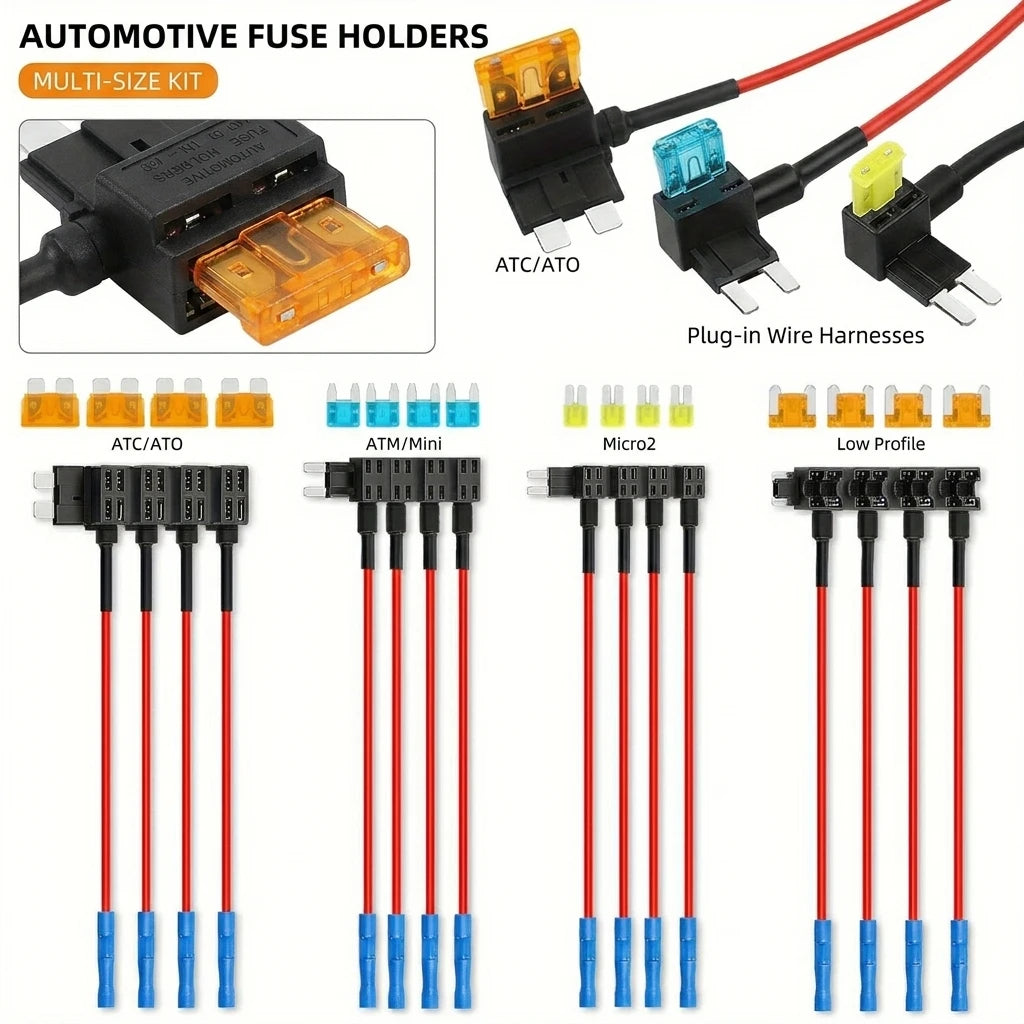 16PCS 12V Low Profile Fuse Taps Mini Micro2 Fuse Holder Automotive Car Circuit Fuses Kit ATO ATC ATM APM Adapter Oasis Select