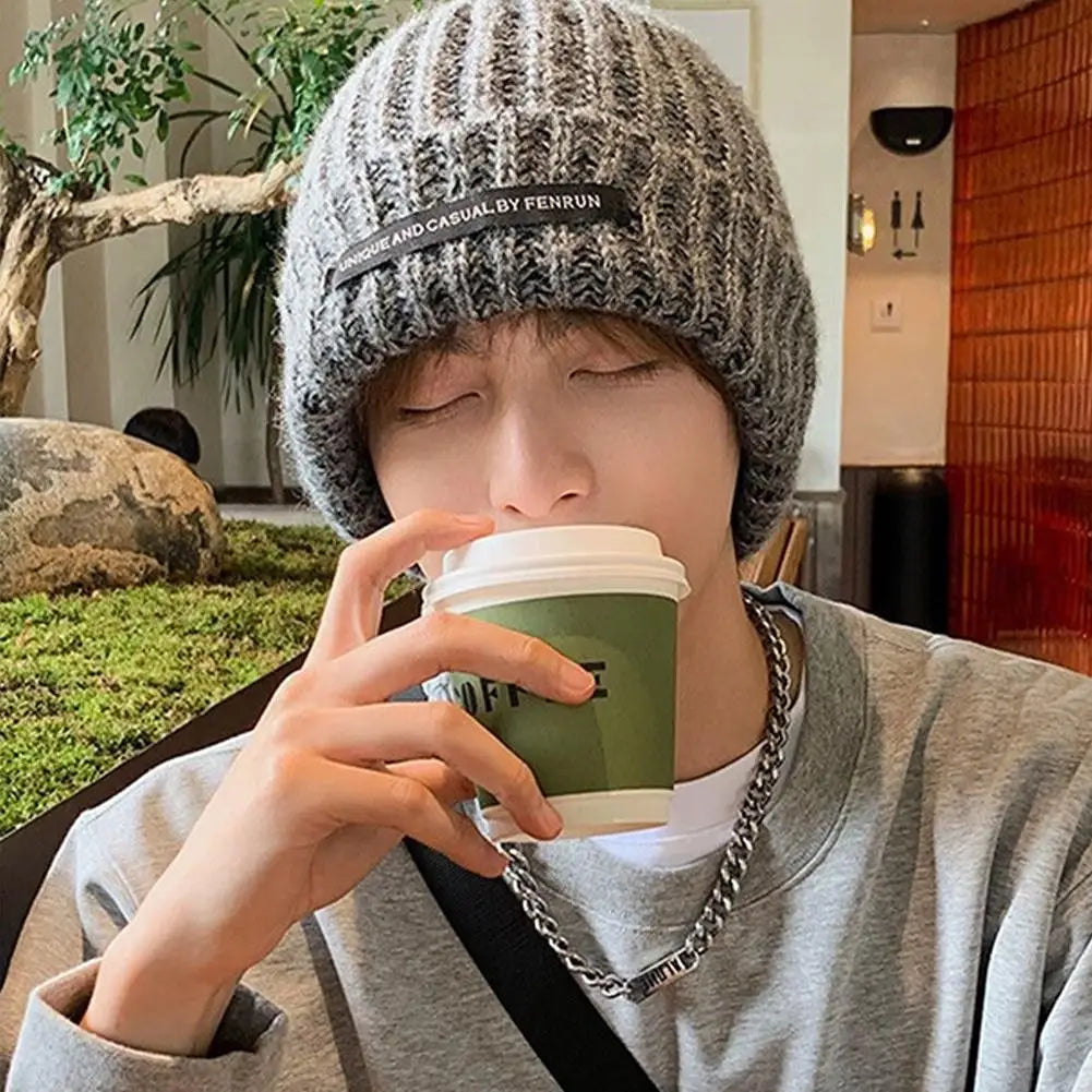 2025 Fashionable Men's Autumn And Winter Knitted Hats Large Size Warm Cold Beanie Hat Loose Big Head Ware Knitting Hat For Men Oasis Select