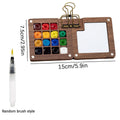 8/15 grids, mini wooden watercolor palette set, including clips, brushes, portable palette, no drawing books, paints Oasis Select 15 grids