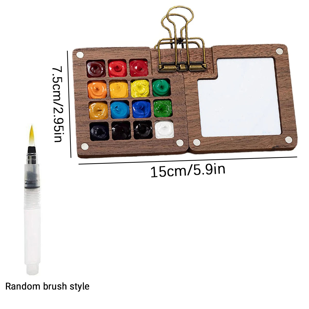 8/15 grids, mini wooden watercolor palette set, including clips, brushes, portable palette, no drawing books, paints Oasis Select 15 grids