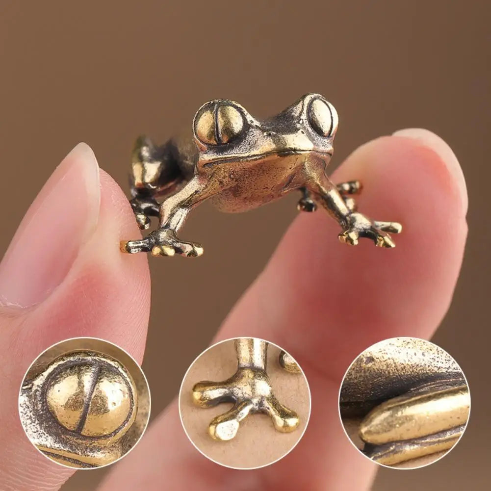 Solid Brass Frog Figurine | Desktop & Garden Ornament
