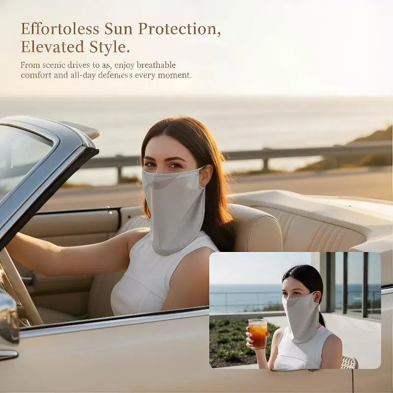 Ice Silk Women Face Mask UV Defense Elegant Neck Cover Lightweight Outdoor Sun Protection for Driving Oasis Select