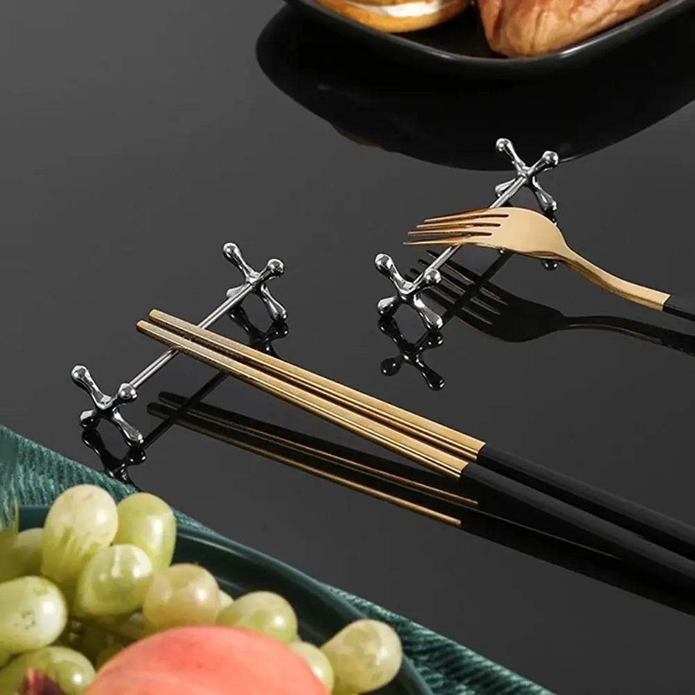 Plum Shape Stainless Steel Chopstick Holder & Tableware Rest
