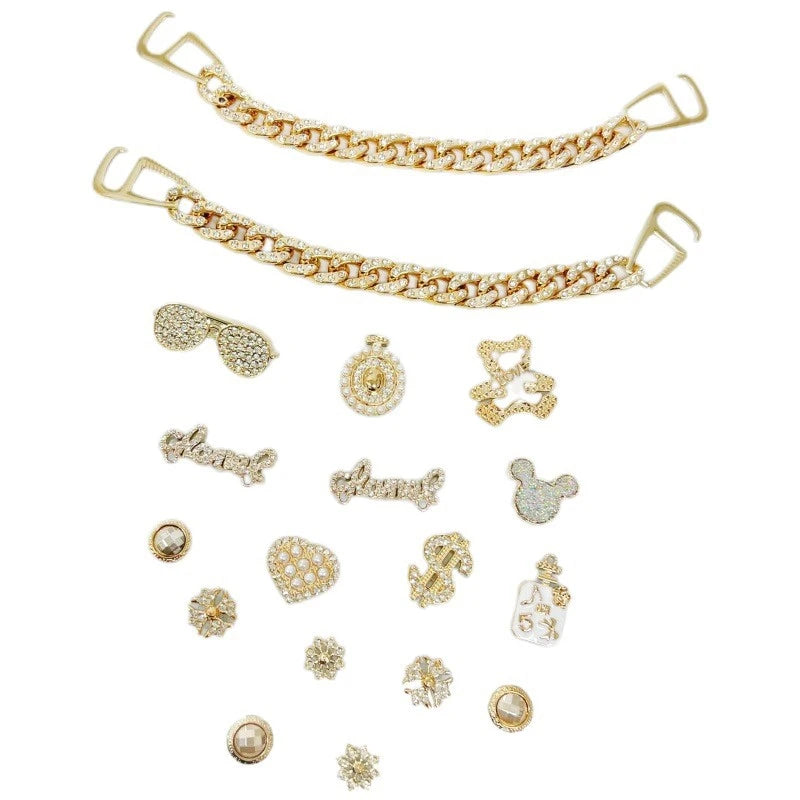 Fashionable shoe accessory set, made of metal, with a shoe chain clasp, removable, suitable for sandals and flip-flops. Oasis Select CJ-015