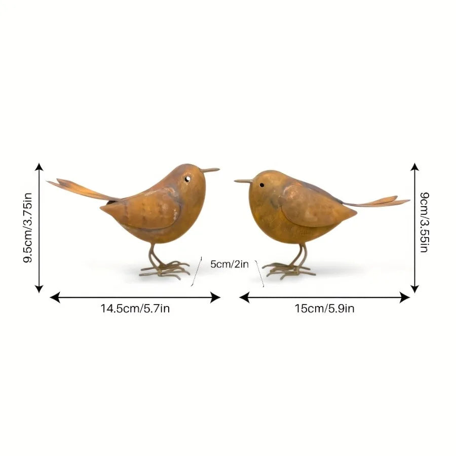 2pcs Metal Bird Outdoor Garden Courtyard Simulation Animal Decoration Lawn Iron Decoration Bird Enthusiasts Surprise Gift Oasis Select A pair of birds