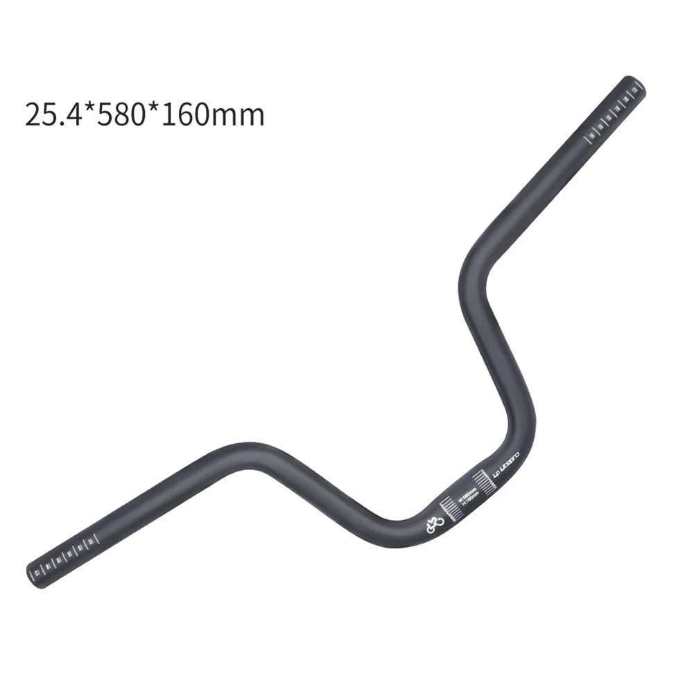 Folding Bike Handlebar Aluminum25.4*580mm Hi-Rise 120/160mm For Brompton Ultralight Bicycle Swallow Shaped Handle Accessories Oasis Select 25.4x580x160mm black