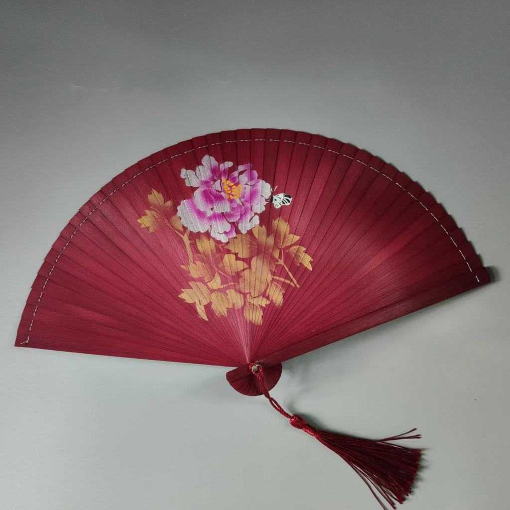 All bamboo spray painting fan high-end fine painting dance fan hollow carving folding fan Oasis Select 7