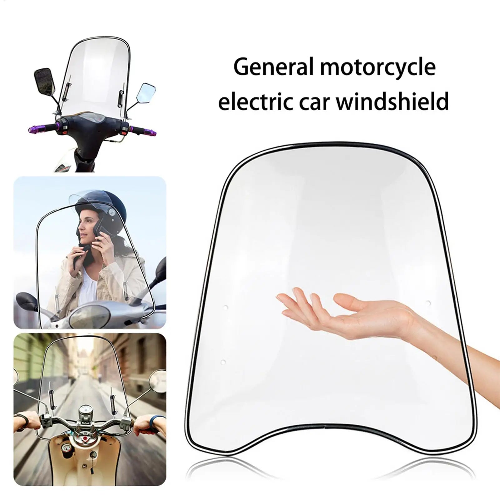Motorcycle Windscreen Motorbike Scooter Transparent Curved Windshield Wind-Proof Sand-Proof Damper Motorcycle Accessories Oasis Select