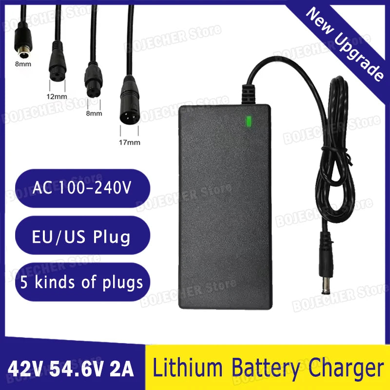 42V 54.6V 2A Battery Power Adapters For Lithium Battery Pack AC100-240V 36V 48V 2A Lithium Battery Charger 5 Plugs EU / US Plug Oasis Select