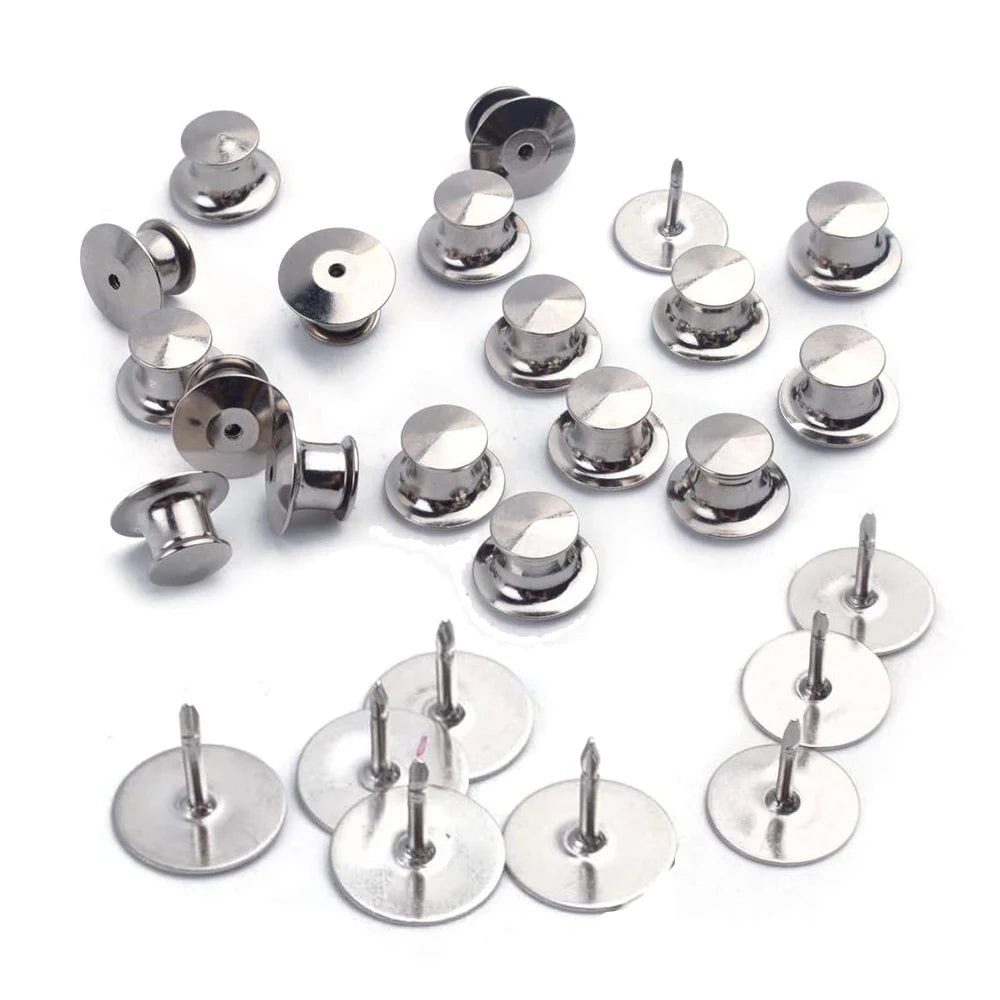 40pcs Platinum Colors Clutch Pin Backs with Tie Tacks Blank Pins Kit, Locking Bulk Metal Pin Keepers Locking Clasp Oasis Select