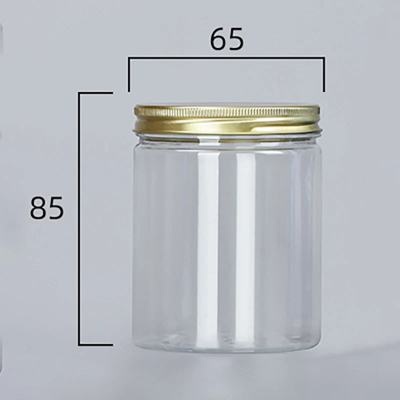 15 Sizes Clear Plastic Jar With Pink Aluminum Lids Empty Face Cream Cosmetic Container Gold Travel Refillable Bottles Box Oasis Select 85x65mm
