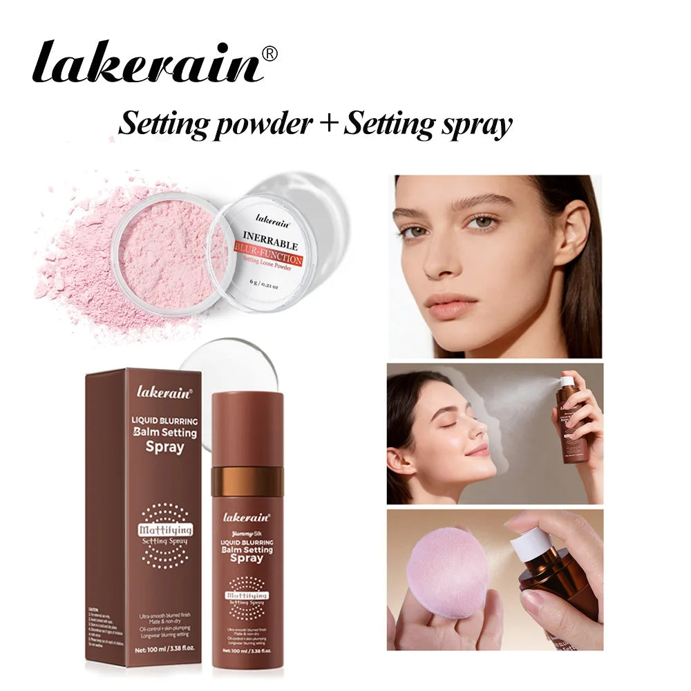 Setting Powder & Setting Spray Set Long Lasting Makeup Setting Even Skin Tone Control Oil Smooth Matte Finish Makeup Setting Kit Oasis Select SET 1