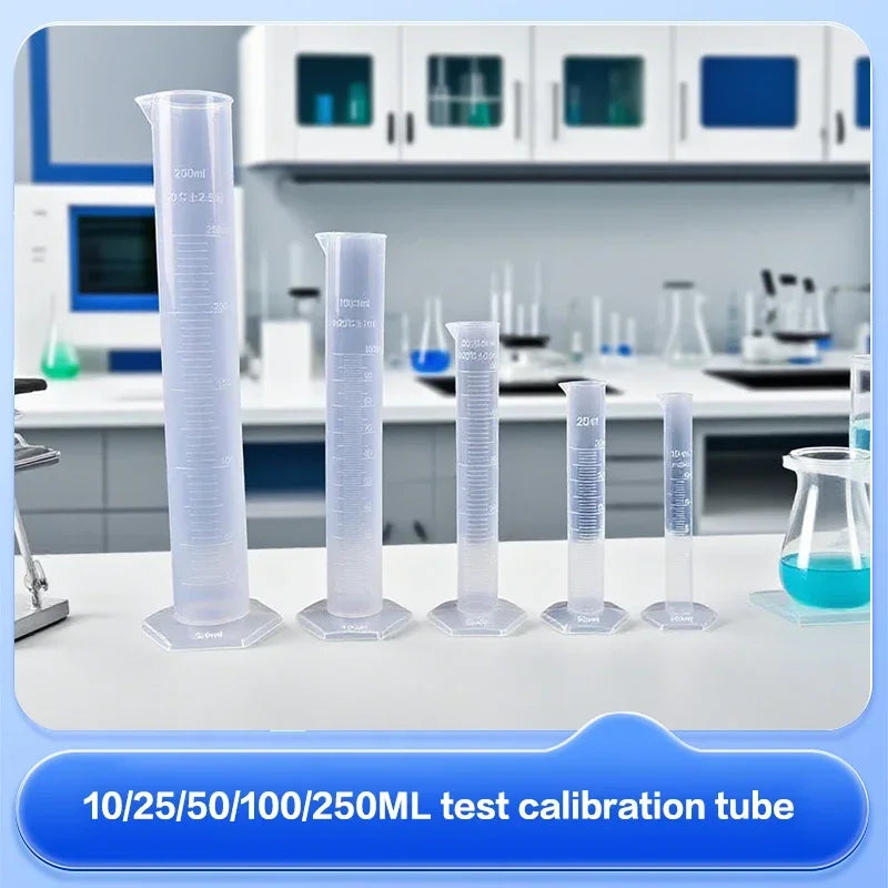1pcs Transparents Measuring Plastic Graduated Cylinder Plastic Trial Test Liquid Tube Lab Tool 10ml,25ml,50ml,100ml,250ml Oasis Select