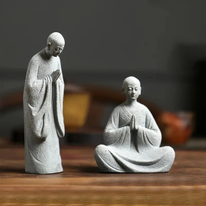 Wishing Monk Buddhist Micro Landscape Stone Fish Tank Moss Landscaping Zen Oriental Aesthetics Garden Ornaments Oasis Select
