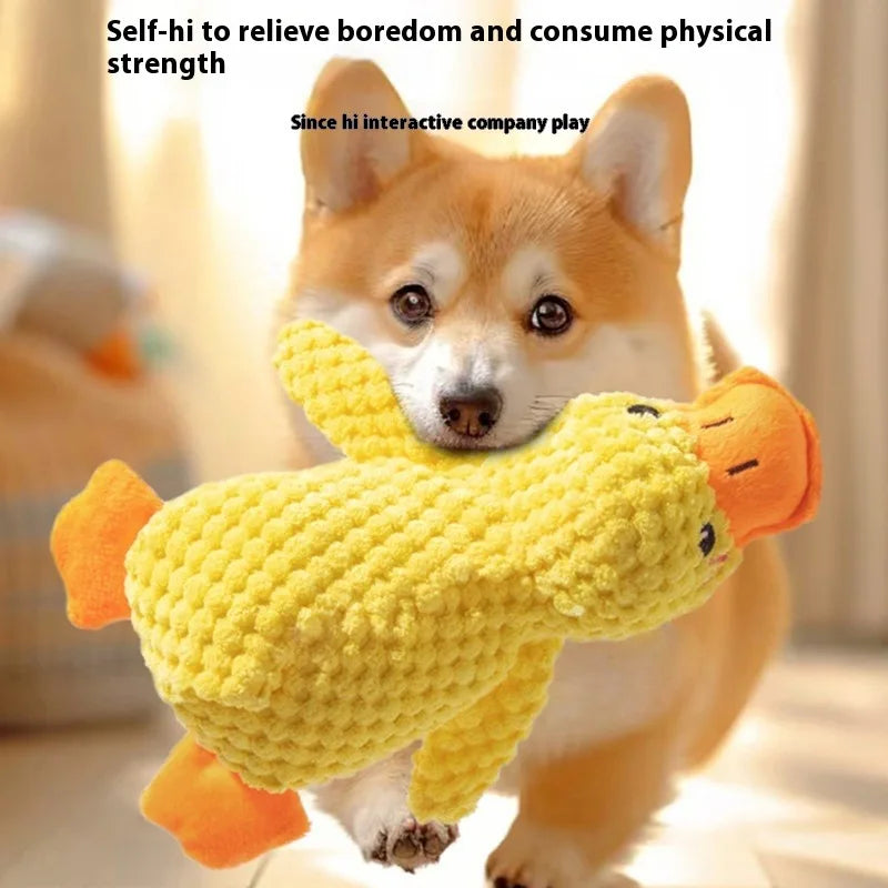 Bite-Resistant Yellow Quack Duck Plush Pet Toy | Baby-Like Sound & Teeth Grinding Design for Dogs & Cats Dog Toys Oasis Select