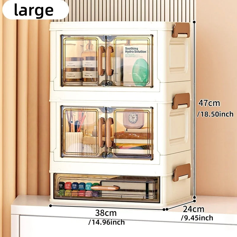 30/40cm Width, Foldable Desktop Organizer Multi-Layer Options,Cream Style Design,Perfect for Cosmetics，Stationery，Storage Box Oasis Select 40cm-2Large-1Small