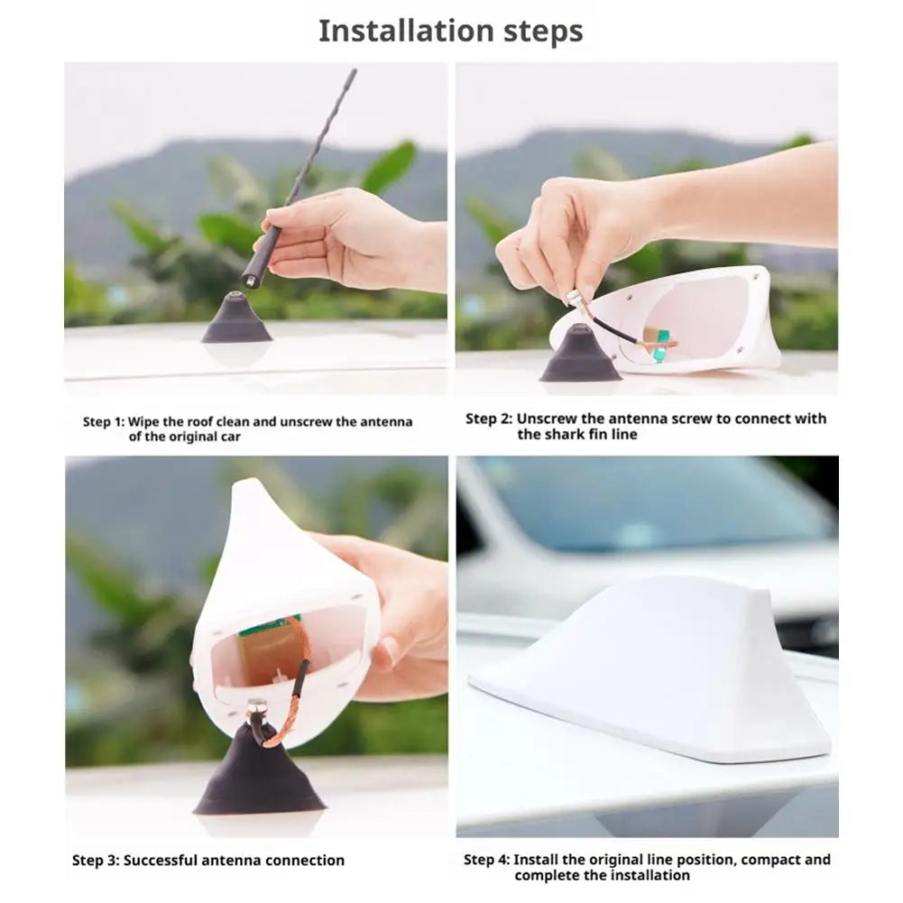 Car Shark Fin Roof Antenna – No-Drill FM/AM/GPS Signal Booster