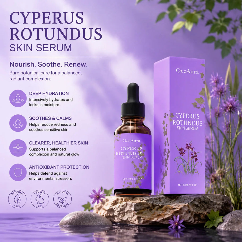 60/120/180ml Cyperus Rotundus Skin Serum Post Hair Removal Care Serum Soothing Nourishing Skin Gentle Face Body Skin Care Oasis Select
