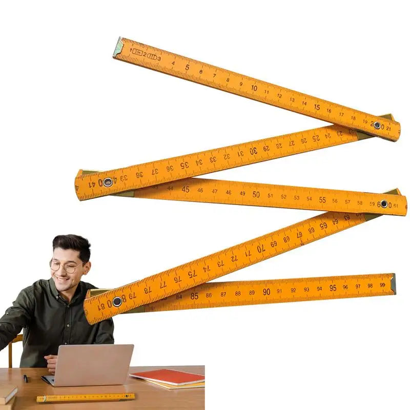 Wooden Foldable Ruler Folding 1 Meter Stick Wood Metric Scale Carpenters Ruler For School Drawing Tools School Supply Teacher Oasis Select