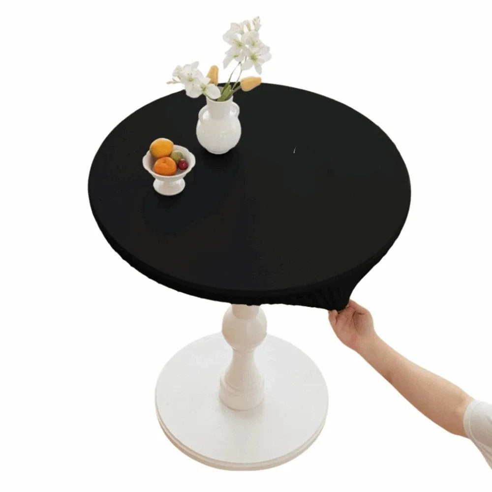 PU Leather Waterproof Stretch Round Tablecloth 60/80cm