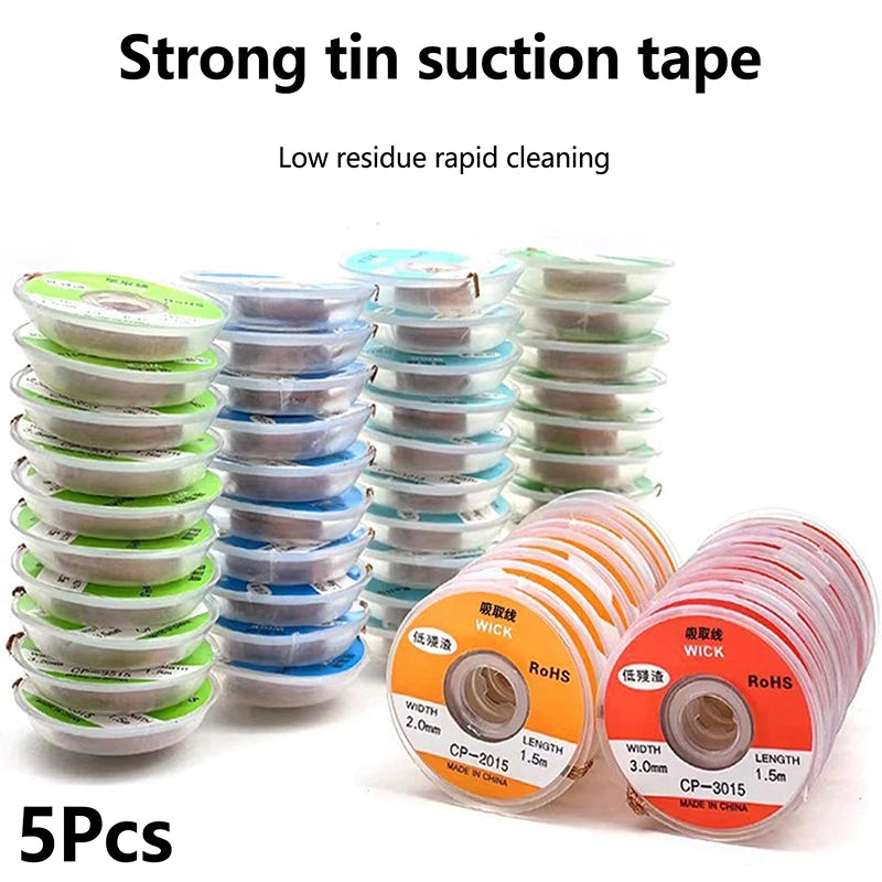 5 PCS Desoldering Wire Braid Soldering Mesh Welding Parts Low Residue No-Clean Solder Tin Remover Tool Oasis Select