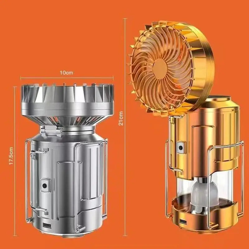 3-in-1 Solar Charging Camping Light, Flashlight with Built-in Fan, Multifunctional Outdoor Lighting Lamp Oasis Select