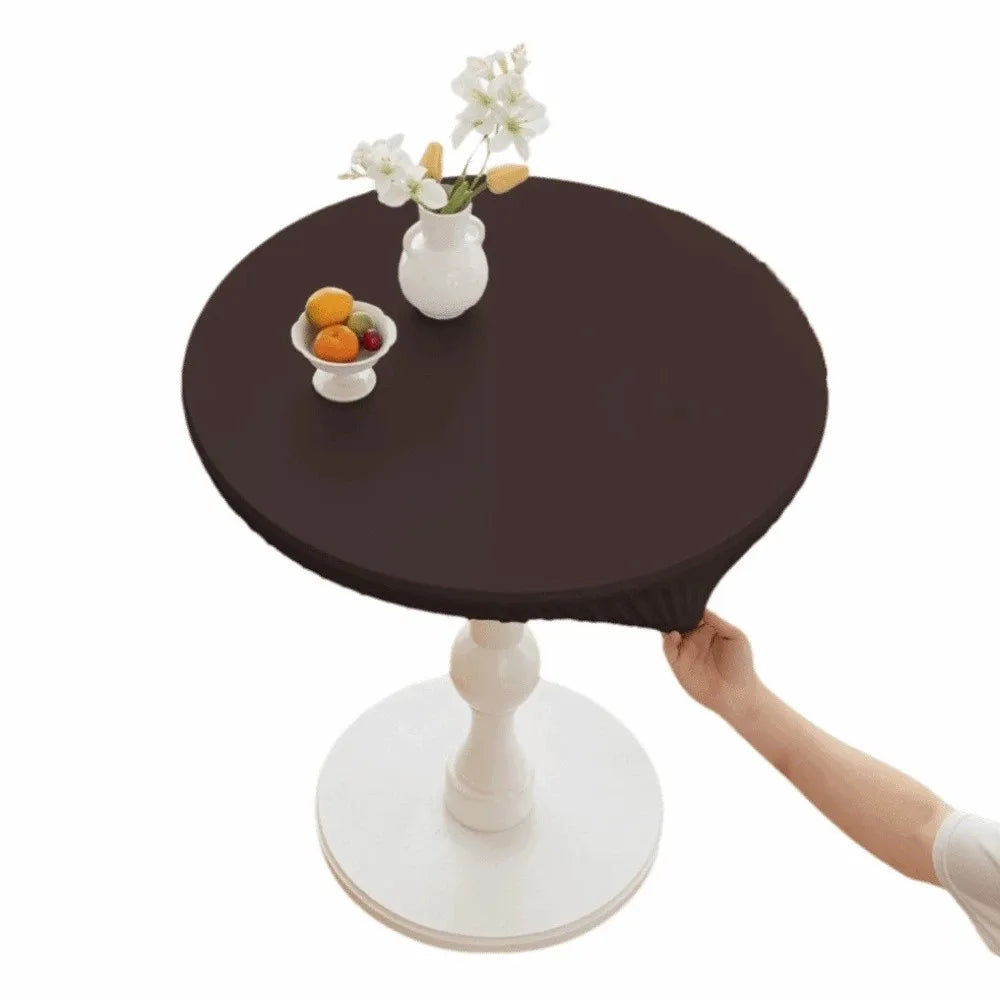 PU Leather Waterproof Stretch Round Tablecloth 60/80cm