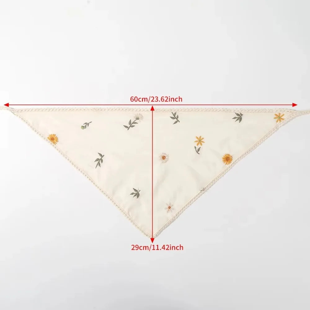 New French Style Triangle Scarf Small Flowers Fabric Turban Bandana Hair Accessories Lace Hair Bands for Spring Summer Oasis Select