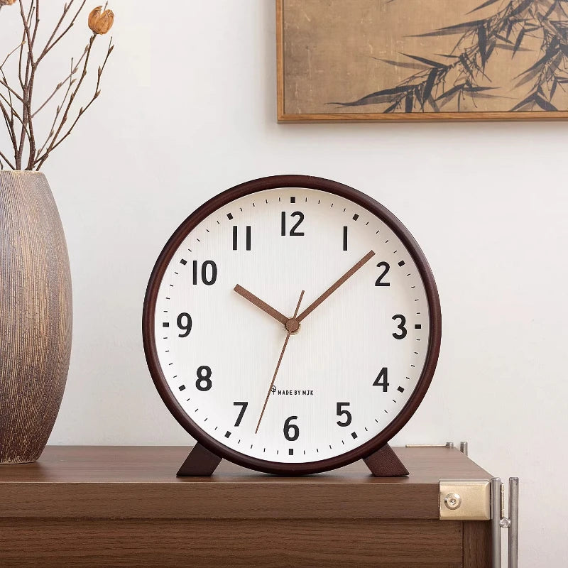 Solid Wood Chinese Retro Clock New Desktop Decoration Living Room Silent Clock Placement Decoration Retro Clock Oasis Select