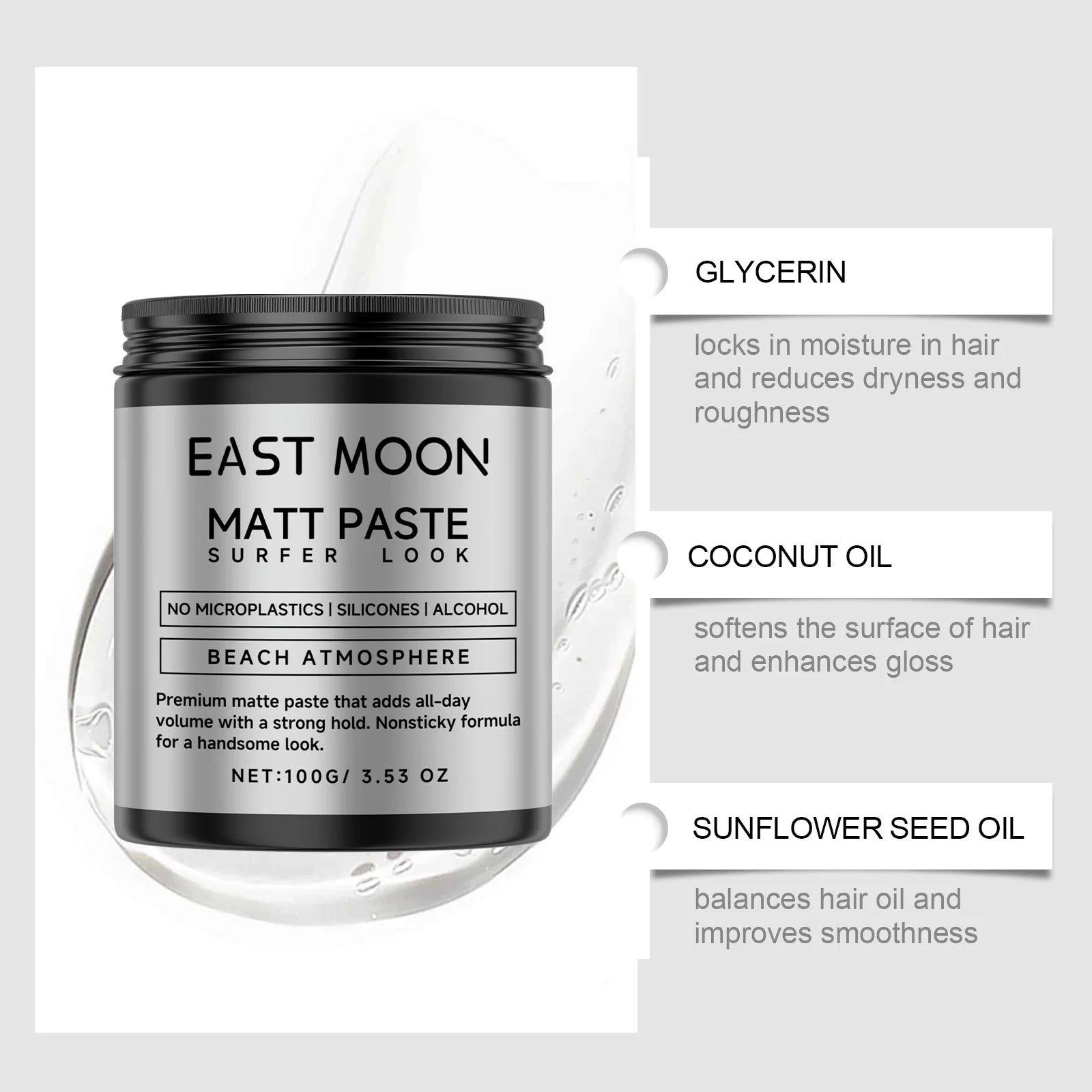Men's Professional Hair Clay Long Lasting Strong Hold Hairstyle Finished Hair Styling Clay Mud Hair Cream Refreshing Hair Wax Oasis Select