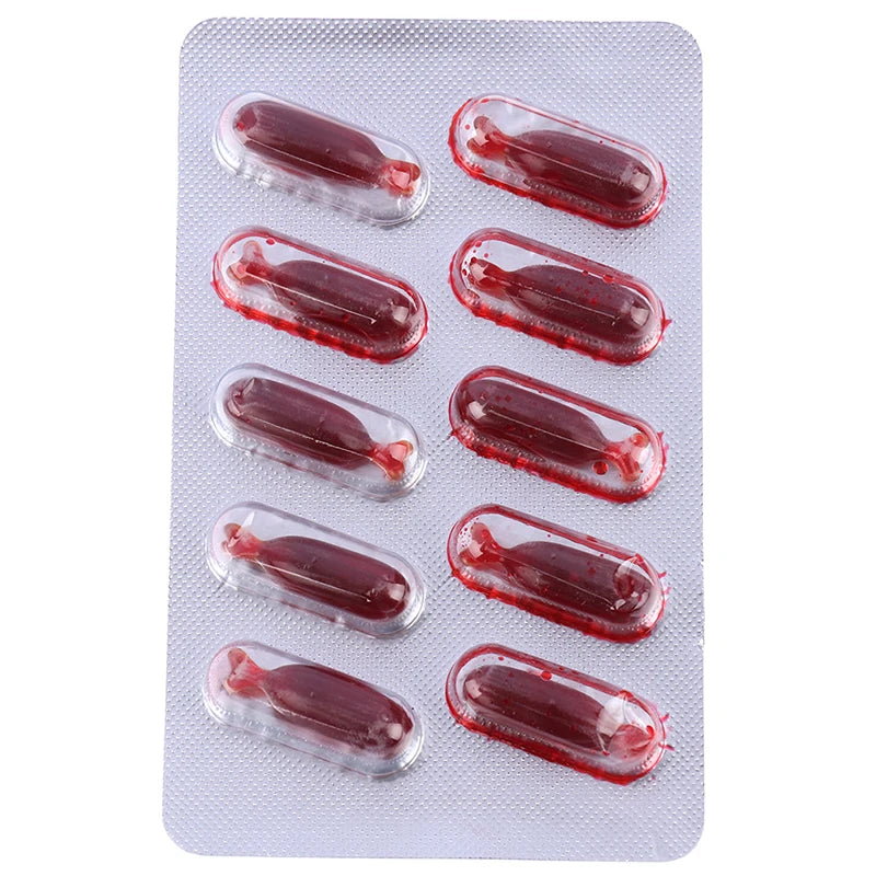 10Pcs Halloween Fake Blood Capsule Halloween April Fools Day Party Prank Blood Spitting Prop Funny Scary Vampire Supplies Oasis Select