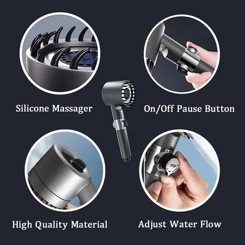 High Pressure Strong Current Shower Head Water Saving Shower with Water Filter 3 Mold Knobs Controllable Hand Shower Bathroom Oasis Select