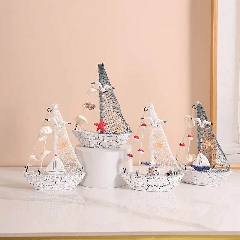 Wooden Sailboat Ornaments,shell,boat Rudder,anchor,lighthouse,seabird Decoration Boat,Home Room Children's Room Decoration Gift Oasis Select