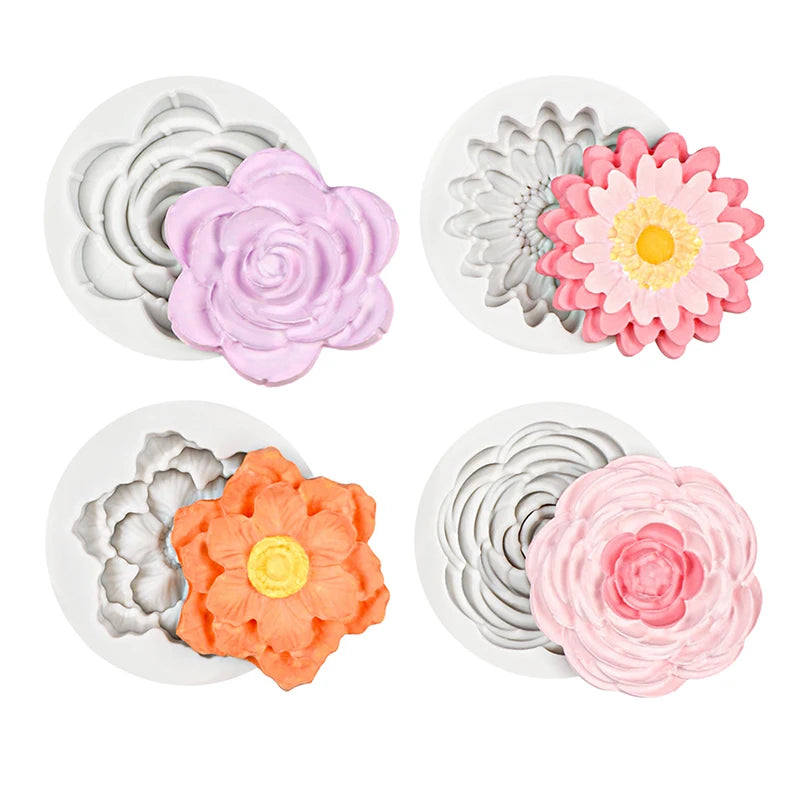 Silicone Fondant Cake Mold Rose Peach Blossom Flower Shaped Baking Chocolate Decorative Mould for Pastries 15-71 Oasis Select