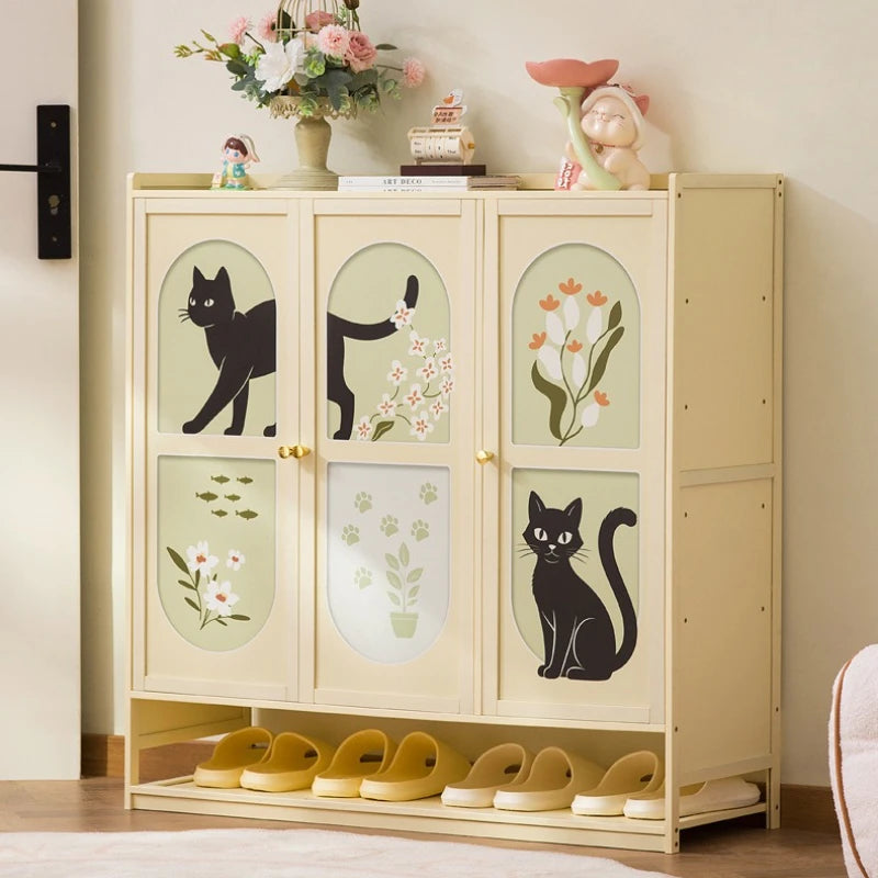 Cat shoe cabinet, multi-layer entry shoe rack at the door of the home, large capacity storage storage cabinet, small narrow Oasis Select
