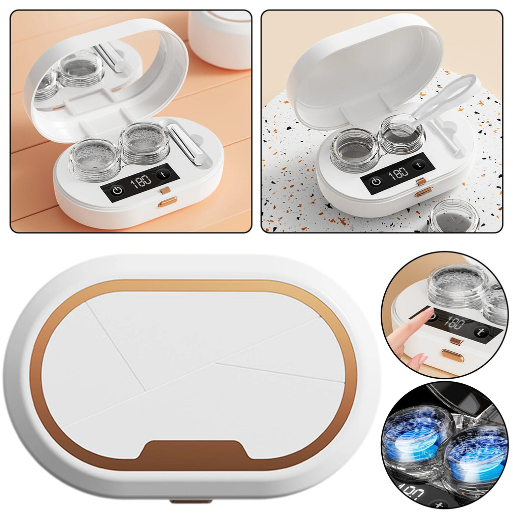 Ultrasonic Contact Lens Cleaner | 3 Modes, 360° Vibration