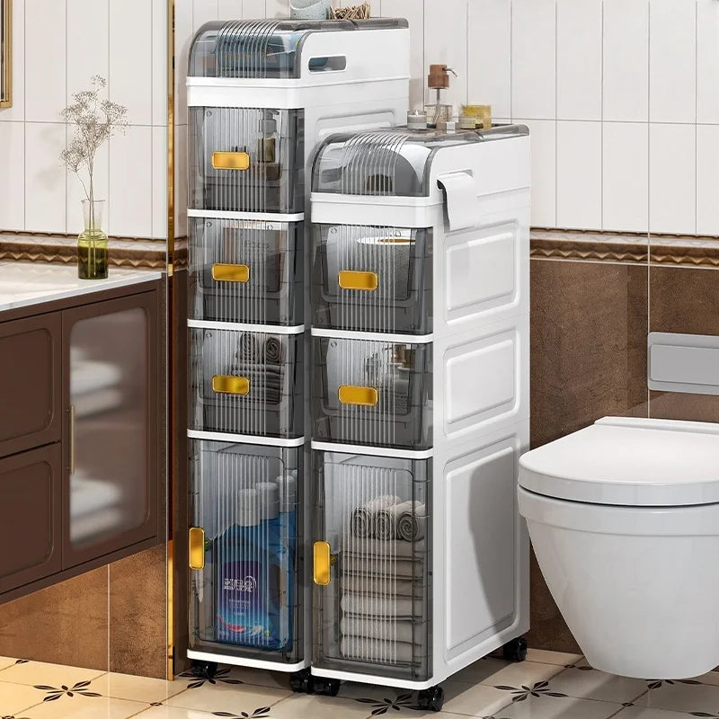 18cm Narrow Storage Cabinet, Multi-Tier Slim Organizer for Bathroom/Living Room, Holds Towel/Tissue/Cosmetic, Space-Saving Shelf Oasis Select