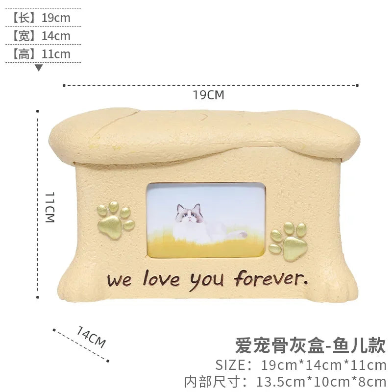 Resin Pet Urns Dogs Cats Cremation Urn Peaceful Memorial with Photo Frame Cremation Urns for Animal Ashes Funeral Pet Ashes Box Oasis Select Fish