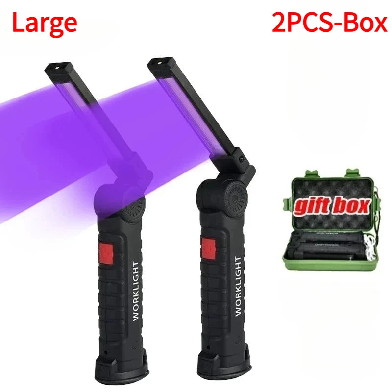 395NM Mini UV Led Blacklight Flashlight Ultraviolet Rechargeable Lamp Pet Stain Leakage Marker Money Scorpion Detection Lights Oasis Select large-2PCS-BOX