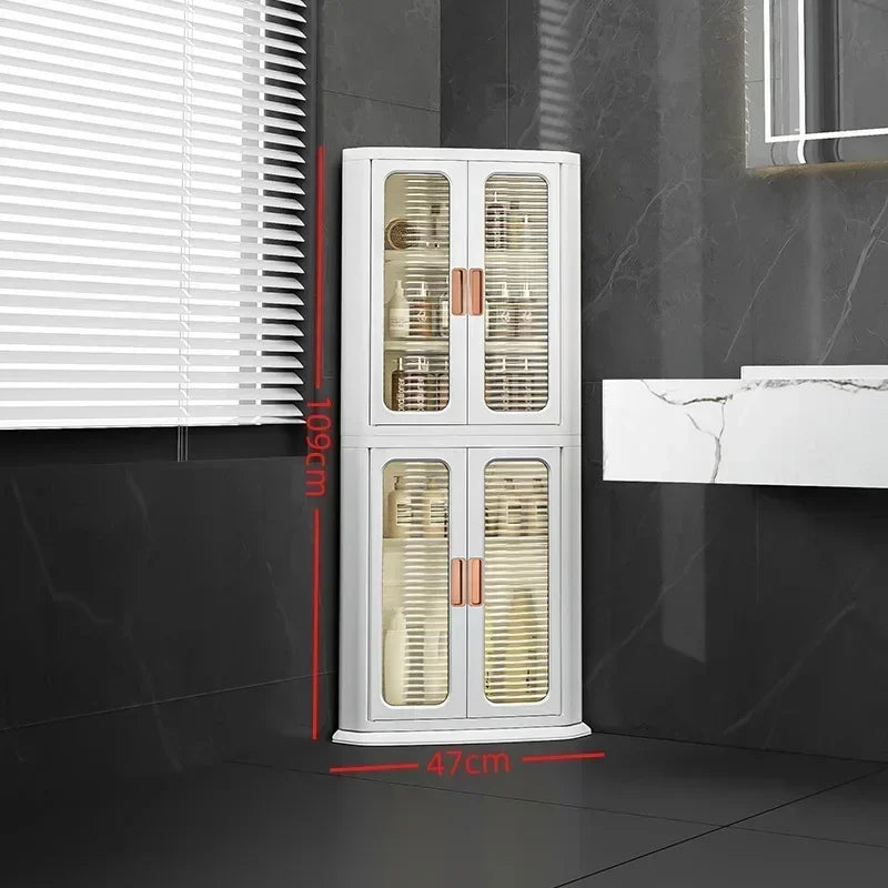 Storage cabinet Multi-layer living room locker Floor-to-ceiling plastic triangular dust rack Snack toy locker sturdy and durable Oasis Select 2-Brown