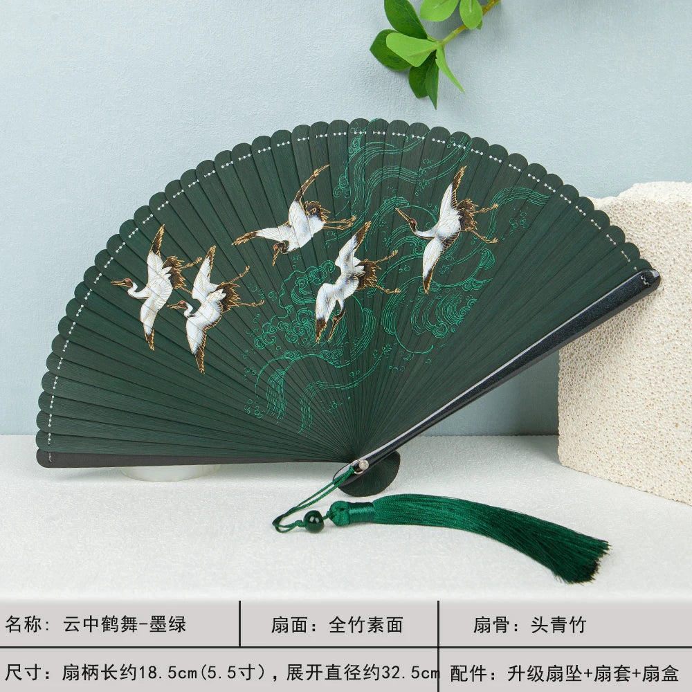 All-bamboo Folding Fan Chinese Ancient-style Dance Fan Summer Portable New Chinese-style Cheongsam Folding Fan Oasis Select F
